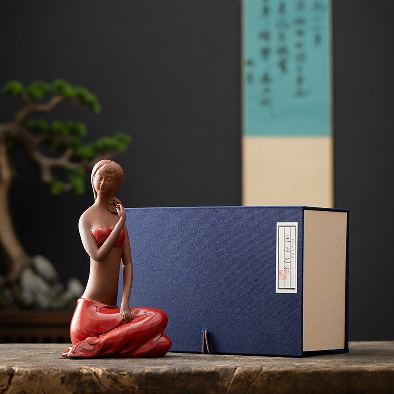 辉道 中式侍女美女仕女创意陶瓷人物摆件客厅电视柜玄关软装工艺