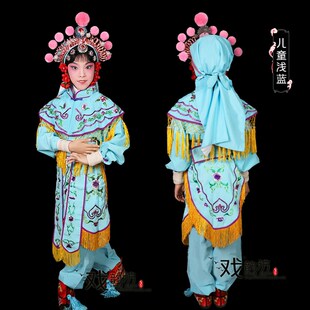 戏曲戏剧儿童服装女兵衣小孩学生古装刀马旦女将武旦武将演出服装