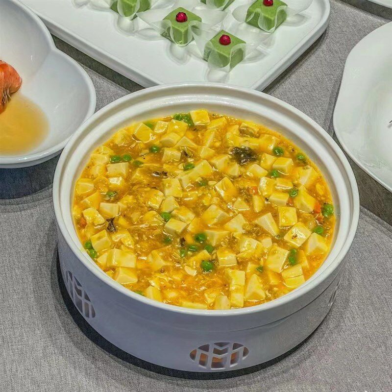 特色纯白陶瓷炉座红烧肉圆盘私房菜餐具可酒精蜡烛加热保温汤盘