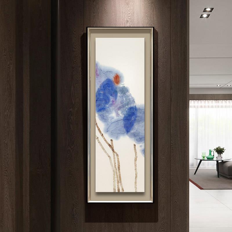新中式水墨荷花装饰画四联客厅沙发背景墙玄关青花瓷中国风挂画