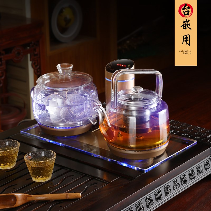 全自动底部上水电热烧水壶茶台泡茶专用玻璃水晶茶具电磁炉煮茶器