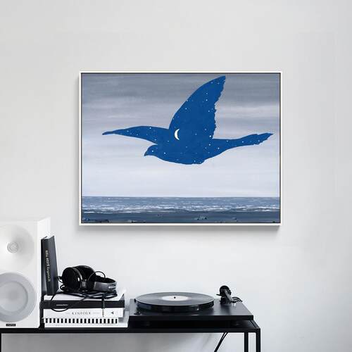 马格利特Magritte带圆顶硬礼帽的男人艺术挂画超现实主义装饰画