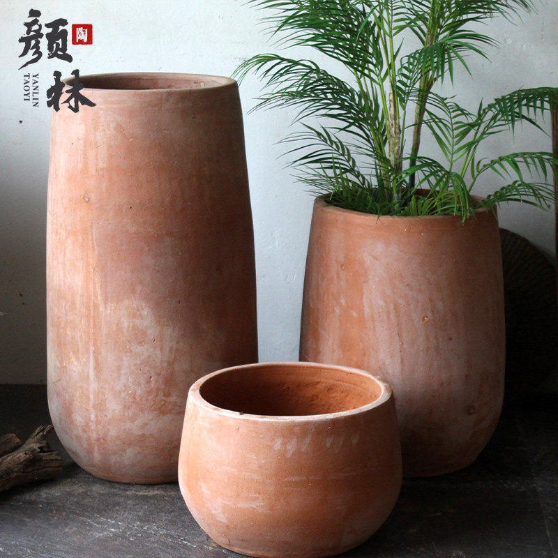红陶敞口花盆大码组合式落地花盆 景观园艺深盆泥瓦盆