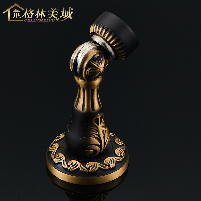 格林美域 黄铜欧式花纹门吸 地装墙装强磁地吸门碰门挡 门阻