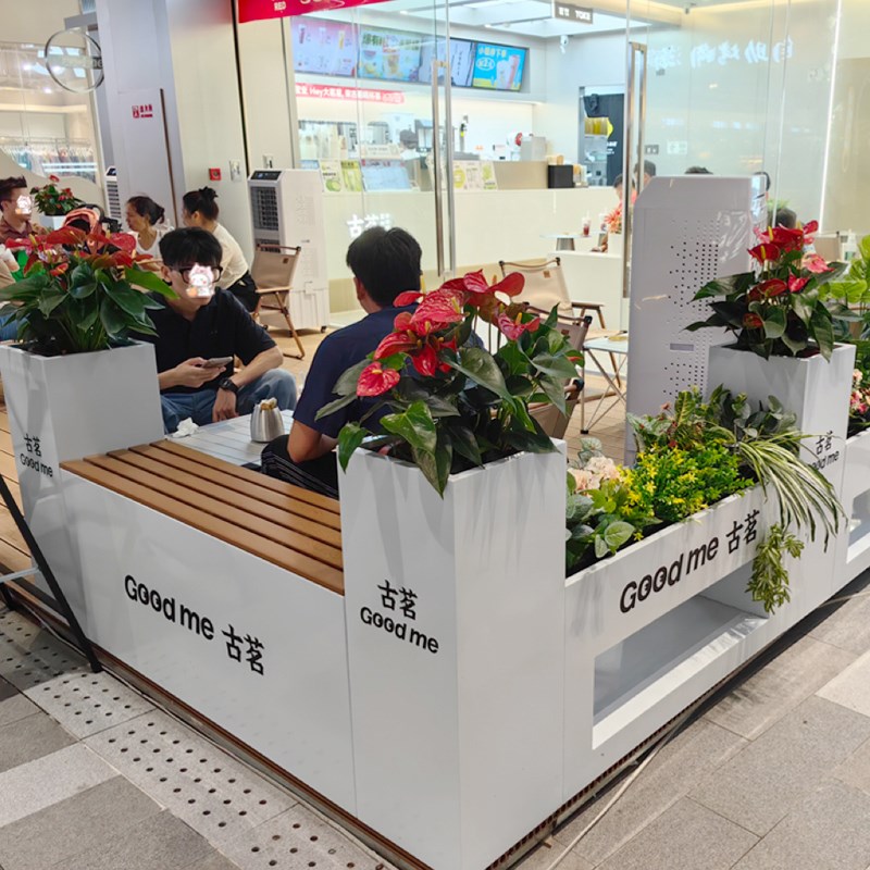 定制户外不锈钢坐凳花箱组合公园商业街广场外摆成品座椅花槽卡座