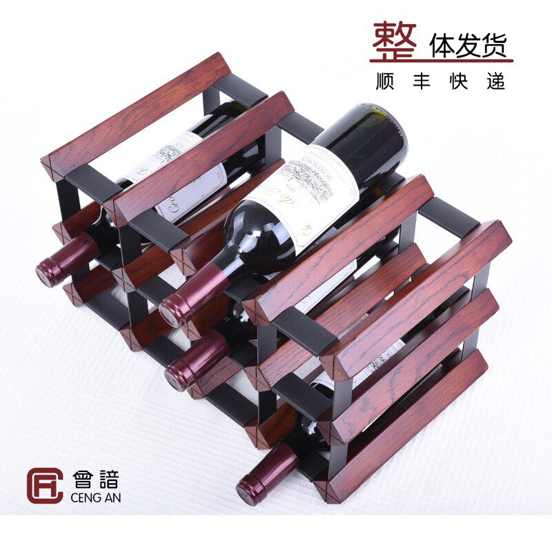 红酒架葡萄酒架酒柜格子实木轻奢酒格酒叉定制定做创意原木色仿古