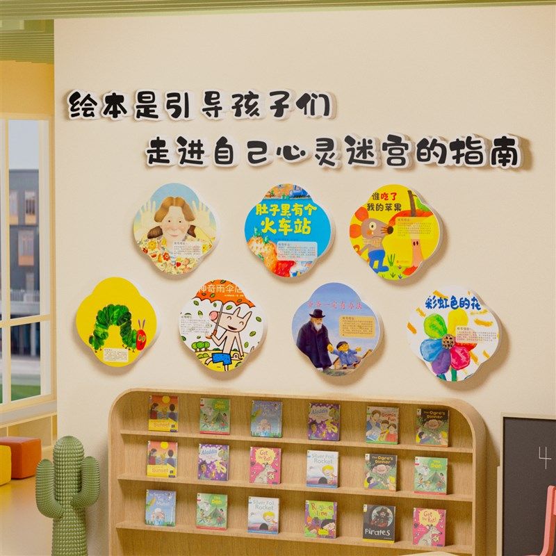 幼儿园打开看世界绘本馆环创教室文化墙面装饰阅读书角童区布置贴