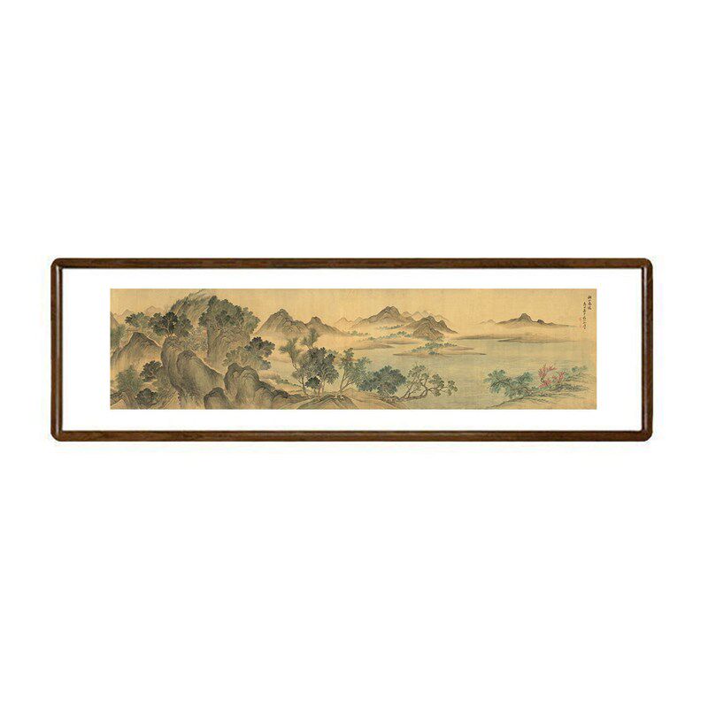 恽寿平国画湖山春暖图水墨山水画新中式客厅装饰画茶室背景墙挂画
