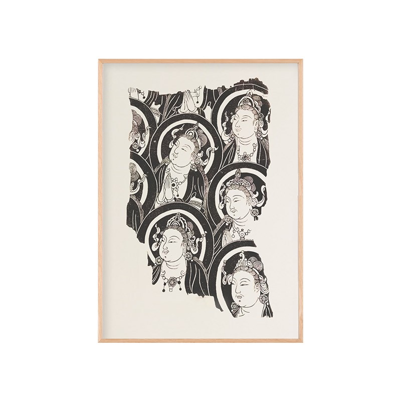 佛碑群像拓片古砖中国画茶馆书房装饰挂画新中式实木镜框装裱挂画