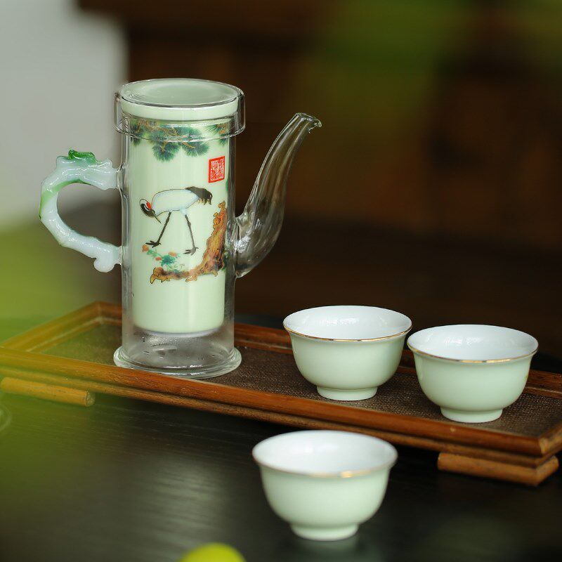 玻璃茶壶陶瓷网纱布过滤内胆红茶专用哨子茶具茶水分离泡茶杯单壶