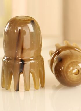牛谷之森牛角头部按摩梳子章鱼宽齿梳洗头刷小巧便携洗漱梳角尖梳