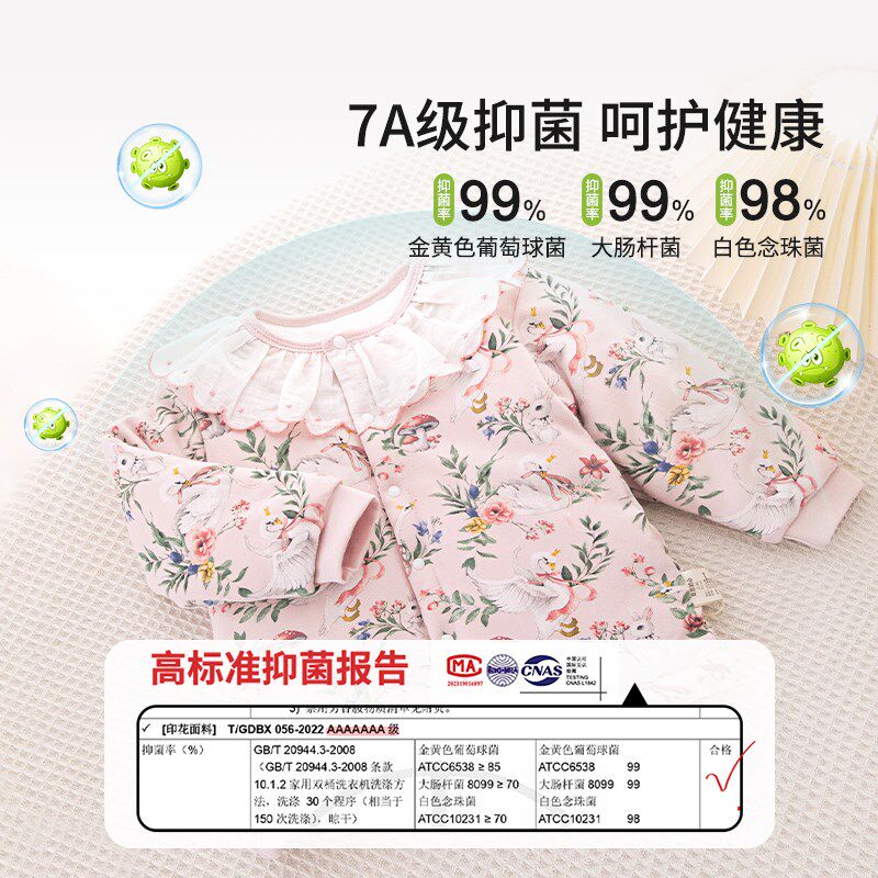 宝宝棉服套装秋冬季婴儿保暖夹棉衣服女公主分体内衣衣服秋衣秋裤