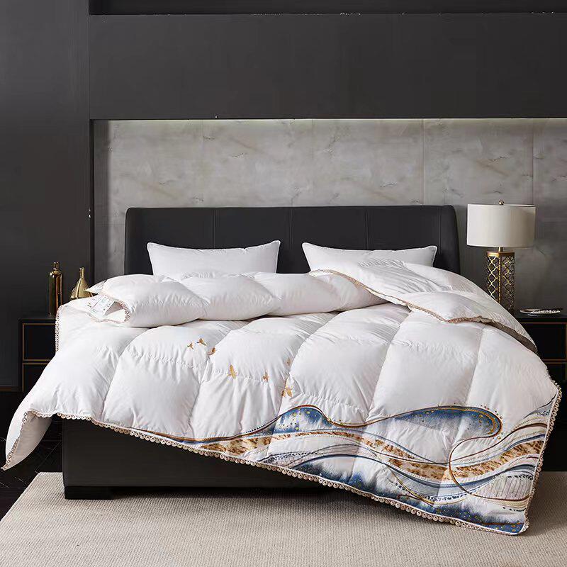 自充绒羽绒被套贝壳半成品纯棉超静音防钻绒高密度内丹双层单层被