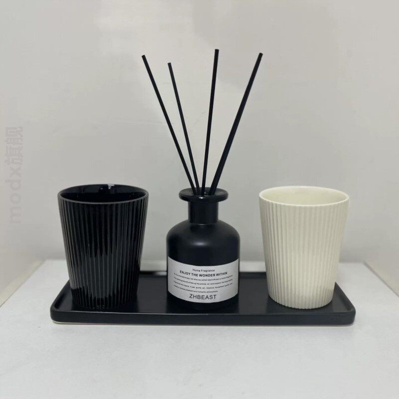 酒店民宿家用陶瓷洗漱口杯简约黑白ins韩版情侣牙刷杯牙缸套装