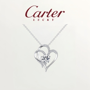 S999纯银双生爱心吊坠项链女款 轻奢百搭心心相印锁骨链送闺蜜礼物