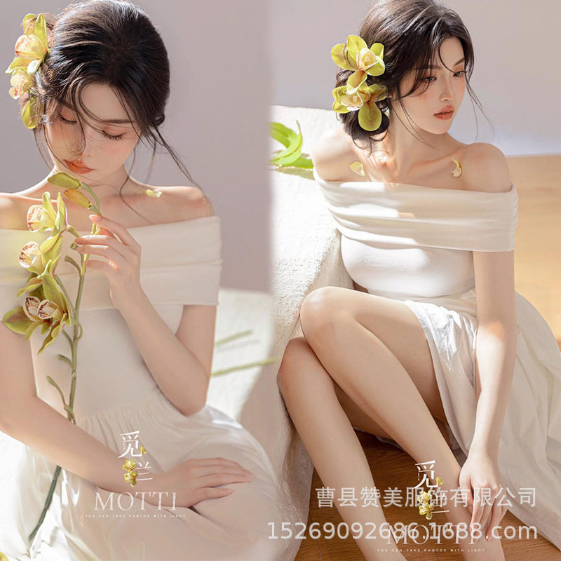 影楼新款纯欲风主题个人肖像写真服装早春韩系少女个人艺术照摄影