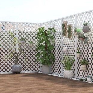 白色碳化防腐木网格篱笆栅栏围栏爬藤攀爬架隔断网格花架墙面装饰