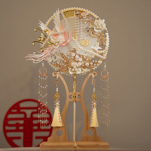 团扇新娘结婚diy材料包秀禾扇新中式出嫁结婚礼物手工喜扇手捧花