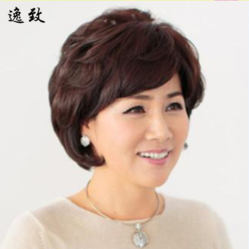 假发女短发中老年假发蓬松短卷发真人真发妈妈假发老年人假发包邮