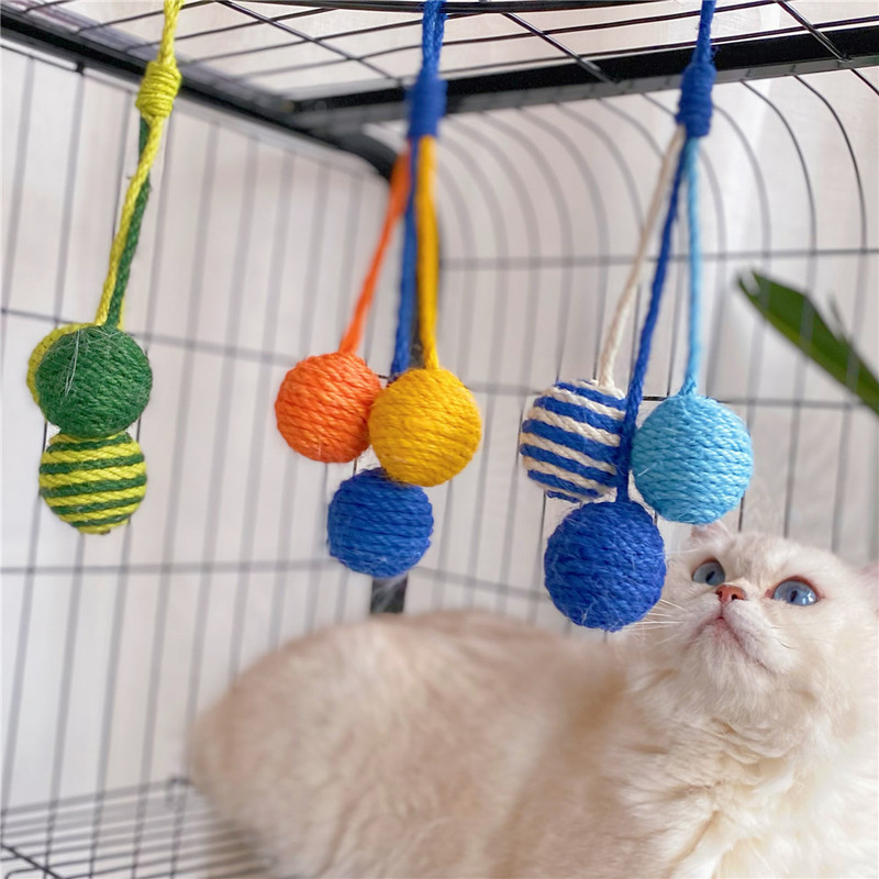 猫咪玩具麻绳球耐咬磨牙逗猫棒幼猫自嗨解闷球可悬挂逗猫绳猫用品