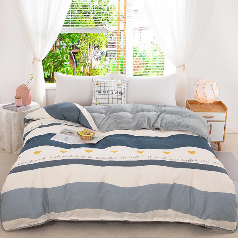 全棉被套双面两用一绒一棉ab面单面加绒纯棉保暖牛奶法兰绒秋冬季