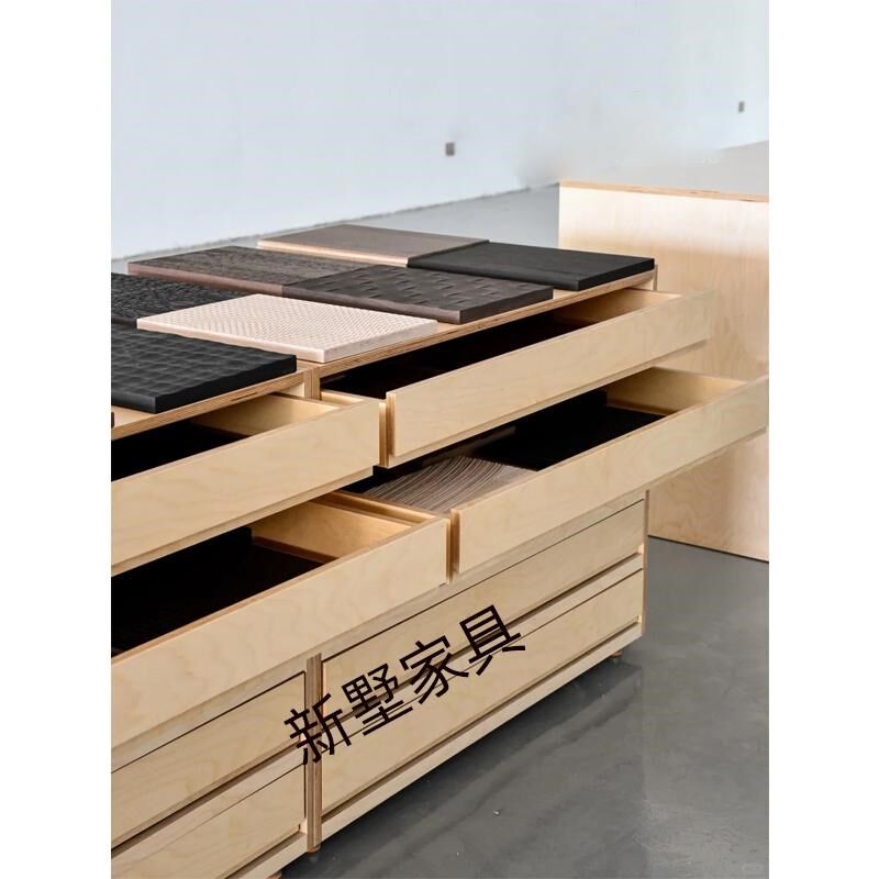 桦木流水台展示柜中岛柜买手店门店陈列柜摆台超市海洋板收纳柜台