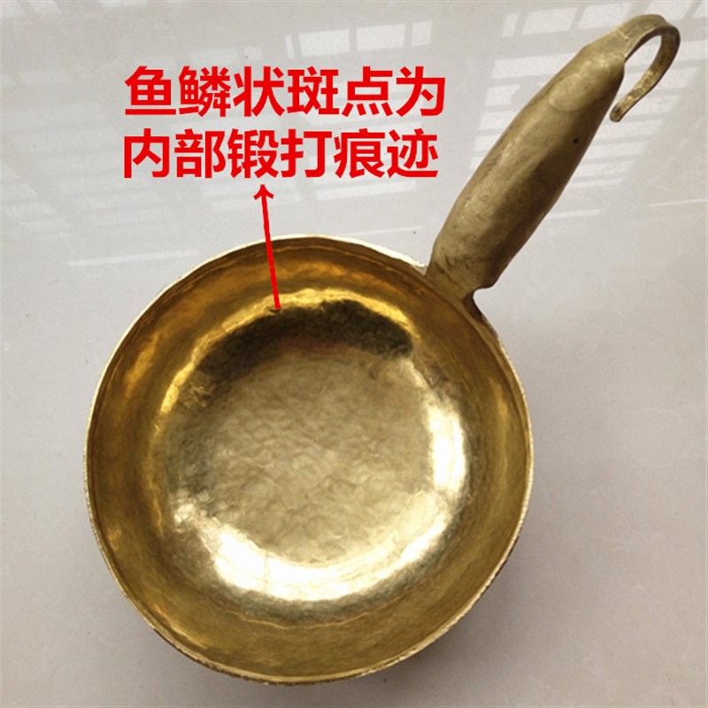 纯铜水瓢老式手工锻打加厚水舀子黄铜水勺短柄铜瓢铜水舀家用包邮