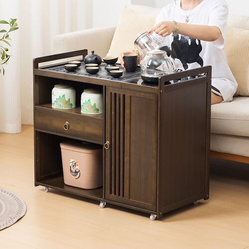 家用移动茶台非实木茶桌侧边茶水柜客厅沙发边几小户型茶几新中式