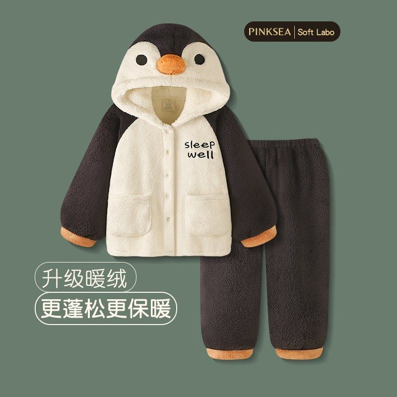 【设计师款】情侣睡衣女冬季加厚珊瑚绒保暖套装可爱秋冬家居服男