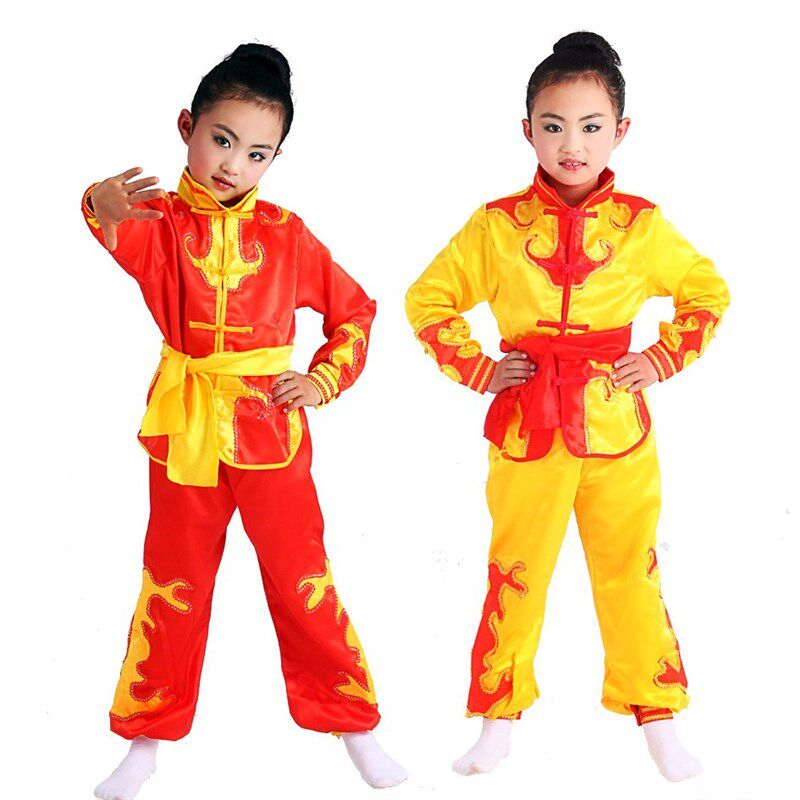 红色白色儿童演出服服装舞蹈新款打鼓舞腰鼓武术敲鼓服幼中小学生