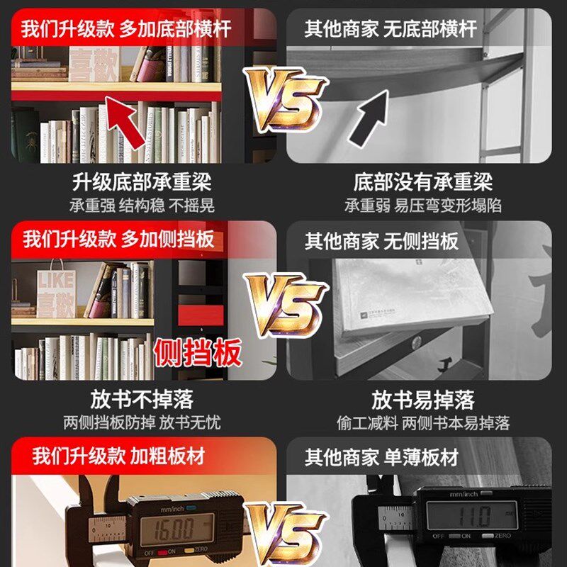 书架落地置物架多层家用靠墙展示柜钢木简易学生放书收纳书柜架子