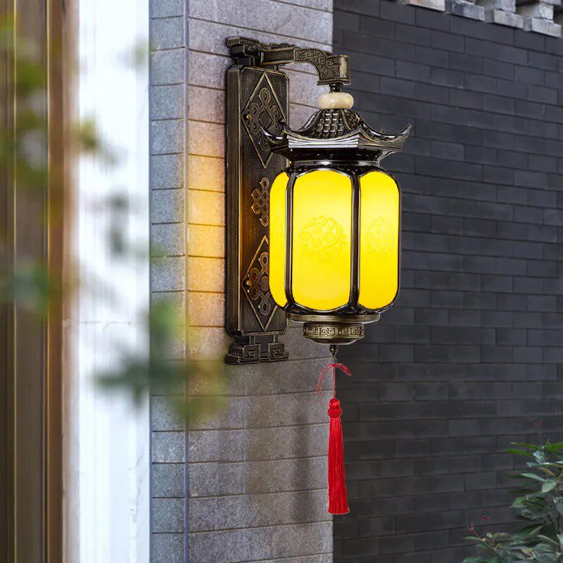新中式户外壁灯祥云六角复古别墅阳台大门口两侧庭院灯笼外墙壁灯