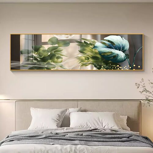 新款绿植卧室床头画装饰画写诗时尚主卧高级感背景墙挂画花朵壁画
