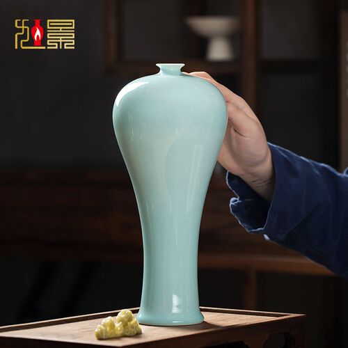 景德镇陶瓷花瓶摆件客厅玄关办公室插花瓷瓶单色釉博古架装饰瓷器