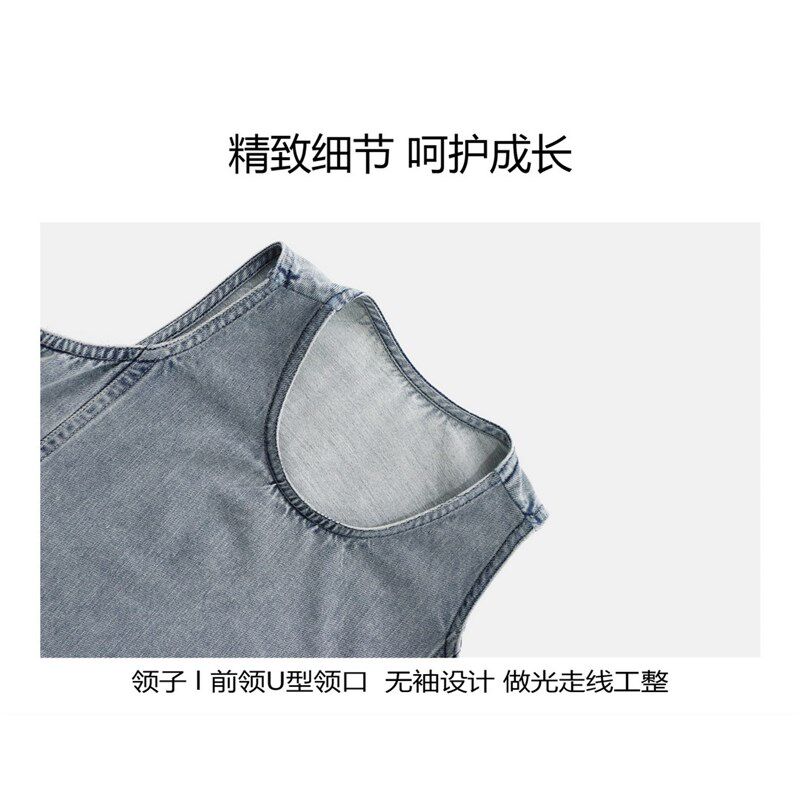 女童牛仔无袖连衣裙背带裙子长裙25春夏宽松休闲潮百搭中大童亲子