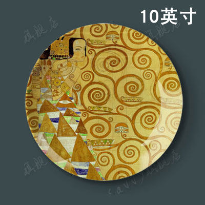 10英寸吻与拥抱 克里姆特油画装饰盘子墙壁挂盘美式陶瓷盘摆件