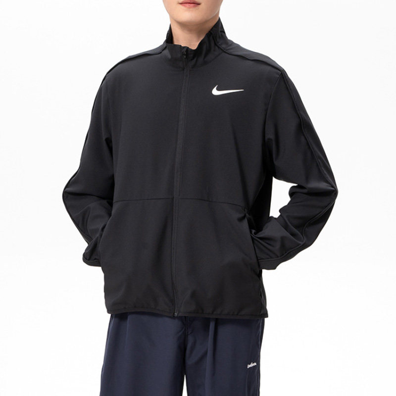 Nike Dri-Fit 男款纯色速干梭织训练运动立领夹克/DM6620-011