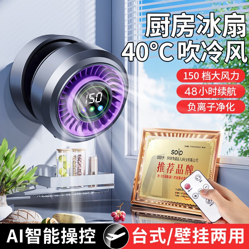 厨房风扇厕所专用挂壁式可摇头电风扇卫生间壁挂壁扇静音家用制冷