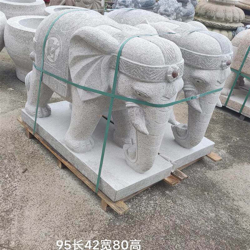 天然花岗岩石雕公母大象招财旺铺动物传统家居看门镇宅吉祥象一对