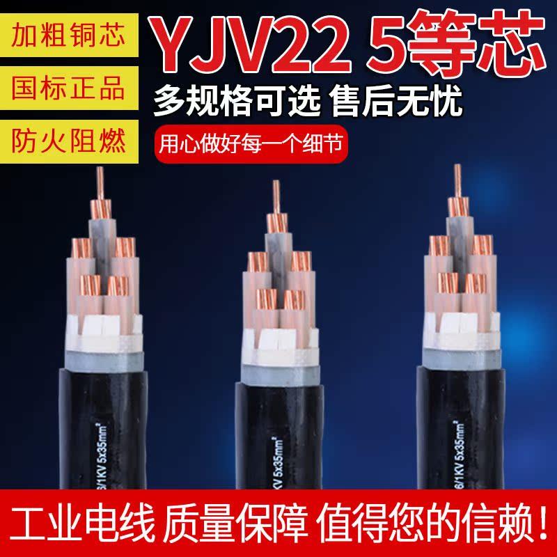 国标电缆5芯ZC-yjv22铠装2.5/4/6/10平方铜芯充电桩户外地埋线
