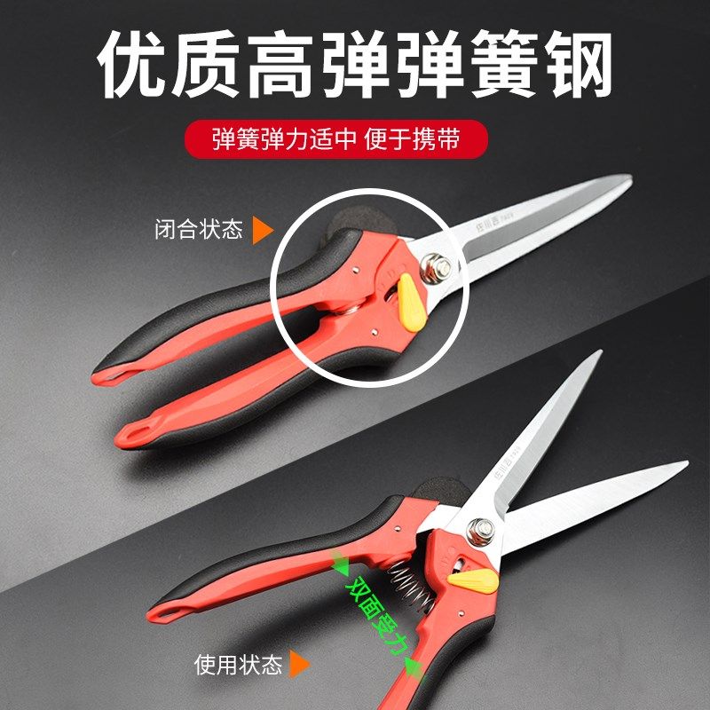 佐川吉7929加长蔬果剪摘果剪刀稀果剪家用花枝整枝剪子葡萄果树剪