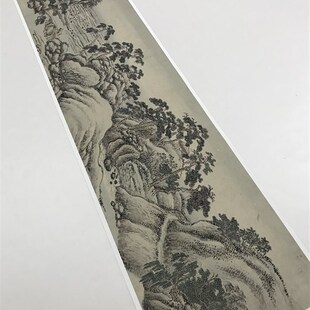 饰画 1明王翚秋山暮霭山水画长卷国画艺术微喷古代名画复制品装