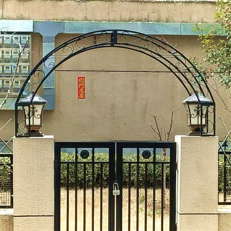 户外爬藤架拱形门别墅拱门架子花园门垛顶拱形花架门子铁艺庭院门