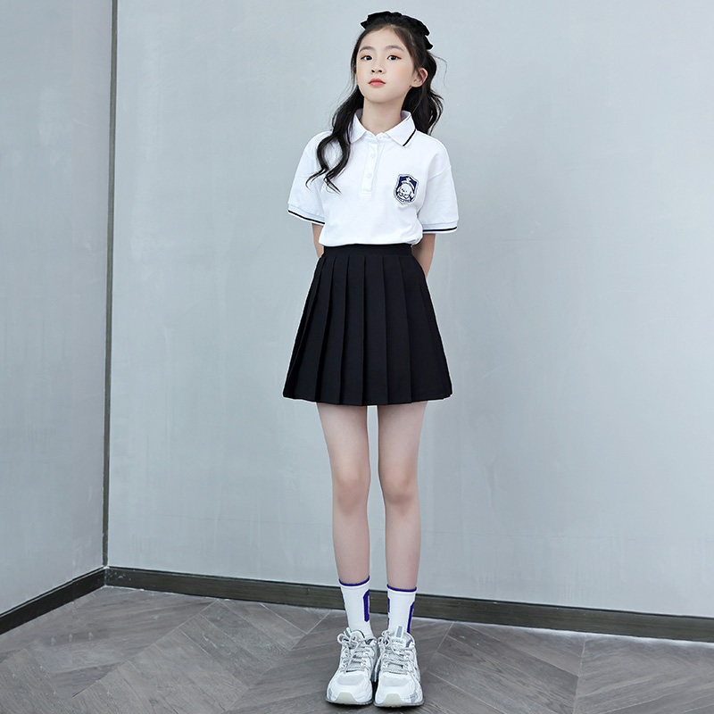 女童JK套装夏季薄款网红时髦中大童学院风裙子班服两件套儿童夏装