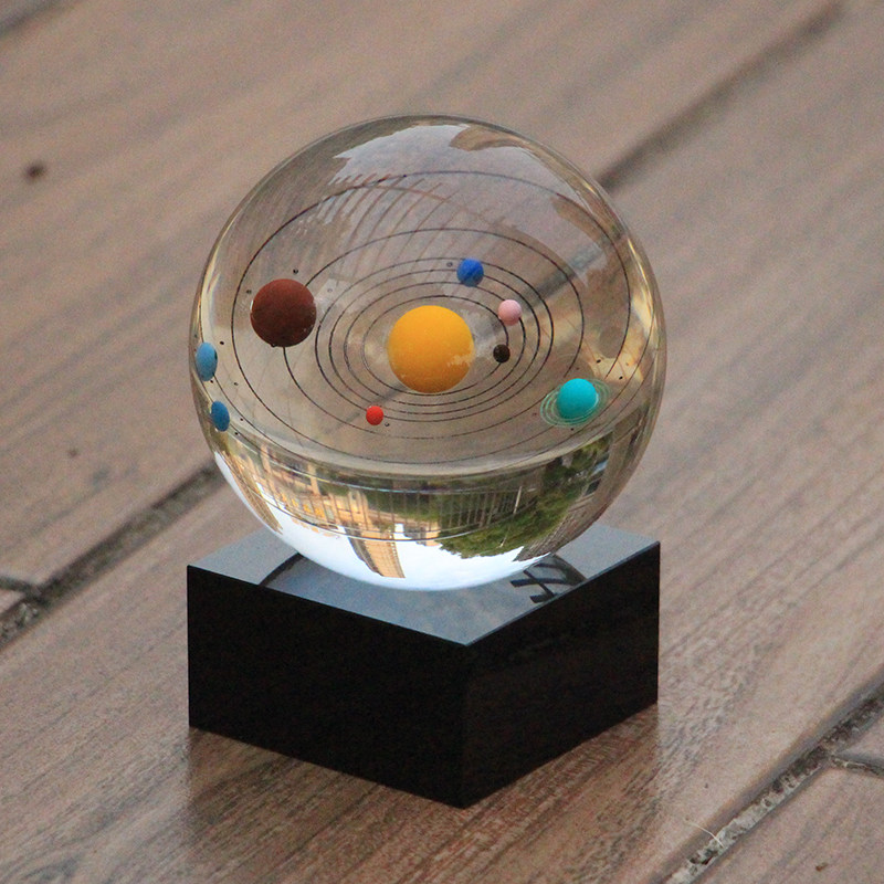 生日礼物摆件女生男生创意3D水晶太阳系八大行星水晶球家居摆件