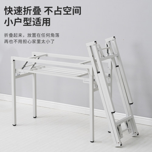 加厚折叠桌架子双层加固桌架黑色简易架子白色铁架铁艺弹簧架桌腿
