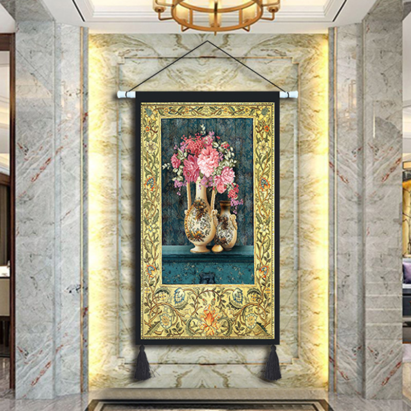 欧式挂画布艺富贵吉祥挂布挂毯超大客厅背景装饰画走廊遮挡布画