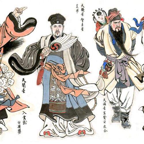 国画 赵明钧 水浒人物长卷 梁山好汉 108将 宣纸绢布高清艺术微喷