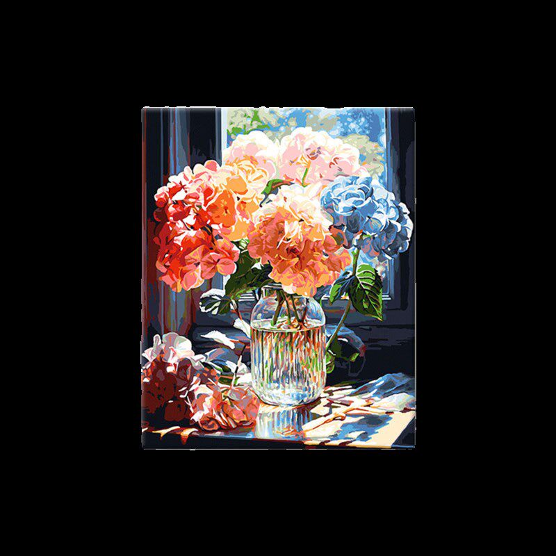 数字油画diy填色画手绘丙烯画画手工填充减压花卉油彩画 五彩绣球