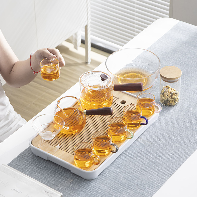 高档玻璃茶具套装整套透明功夫茶壶茶杯家用办公会客小红茶泡茶器